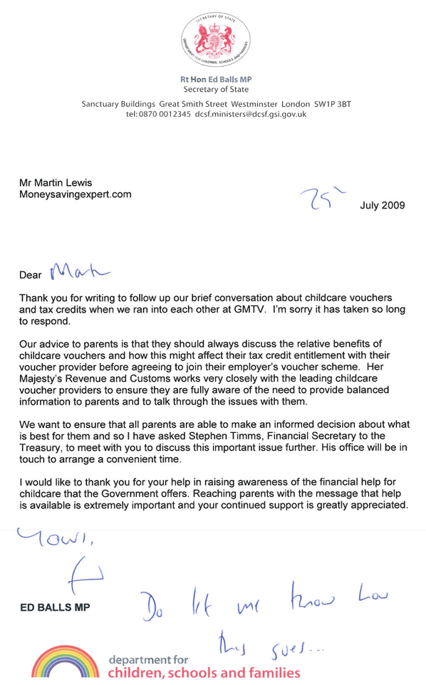 Reply from Ed Balls MP